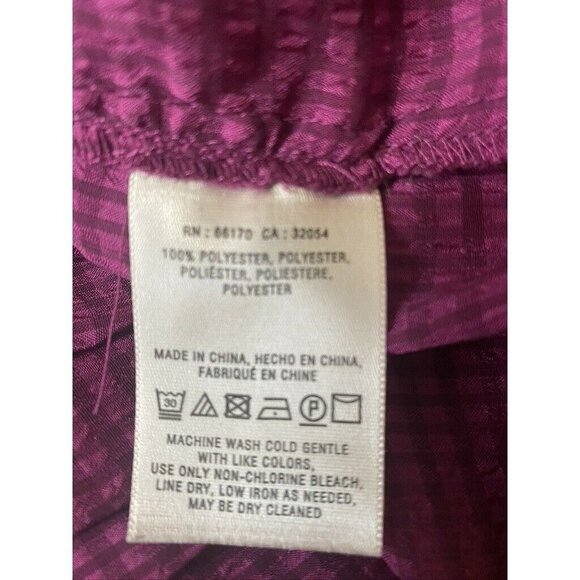 Anthropologie HD in Paris Swing Top Size 4P Blouse Sheer Check Tiered Fuschia - Picture 6 of 6